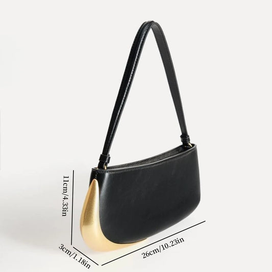 Sophisticated Designer Shoulder Bag – Modern Luxury with Metal Finish