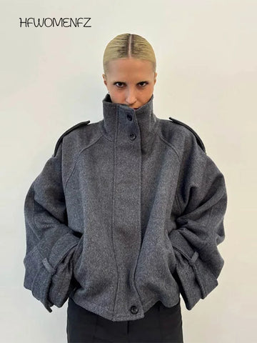 Women’s Stand Collar Short Jacket – Chic & Modern Autumn Style