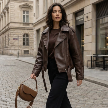 Oversized leather jacket
