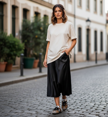 Elegant Satin Midi Skirt