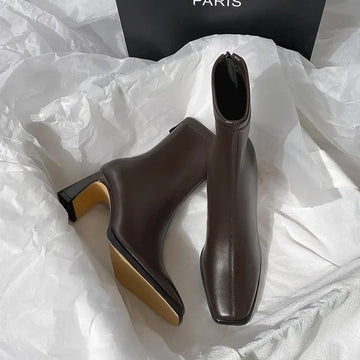 Mid-calf square-toe boot