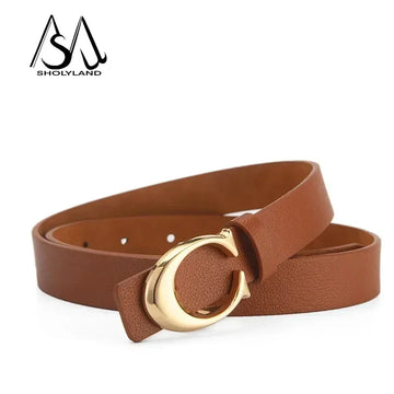Trendy Women’s Multi-Color Leather Belt – Alloy Moon Buckle