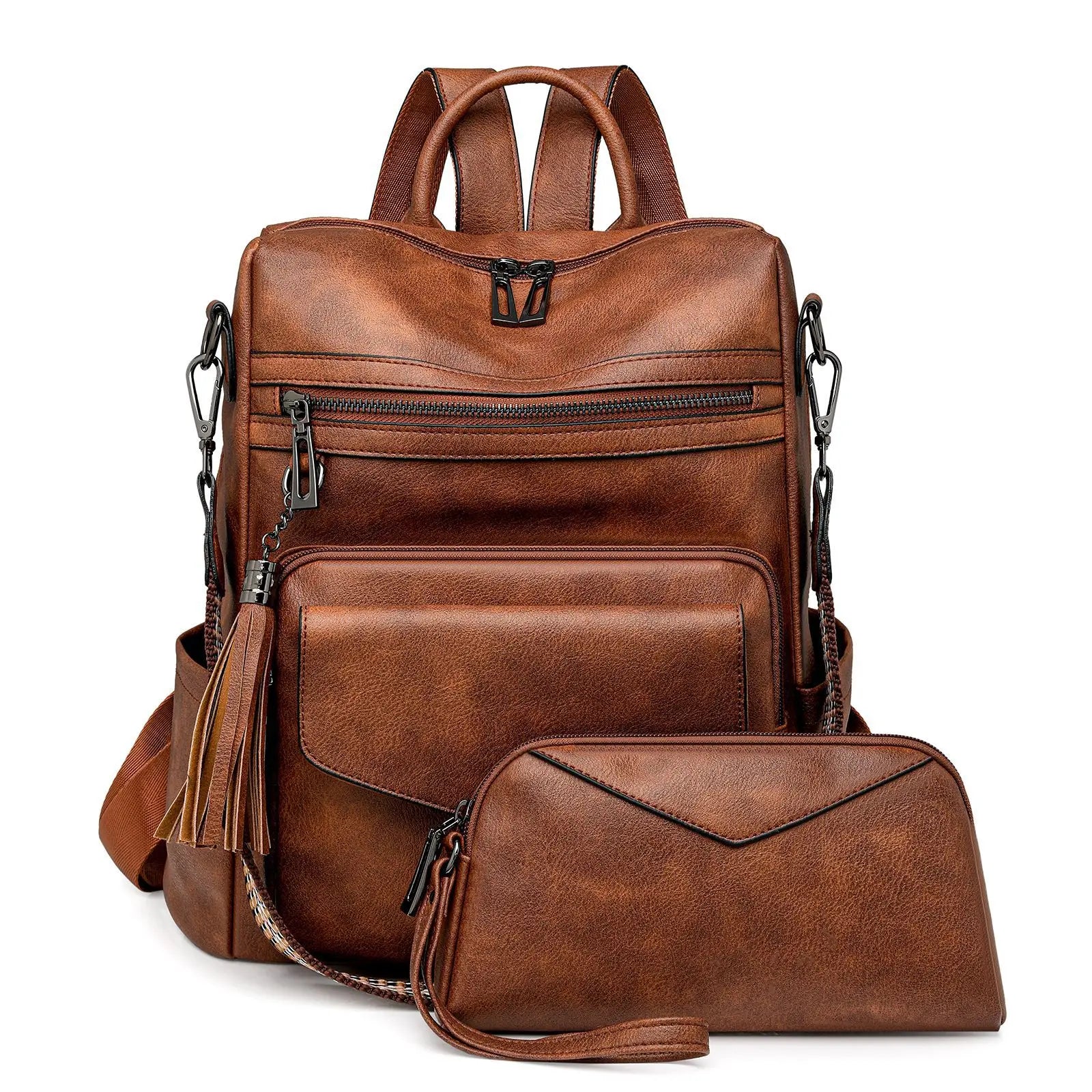 Elegant Leather Travel Backpack – Modern & Functional