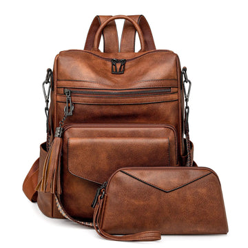 Elegant Leather Travel Backpack – Modern & Functional