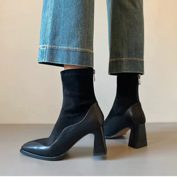 Vintage streetwear style boots, short shaft, square toe.