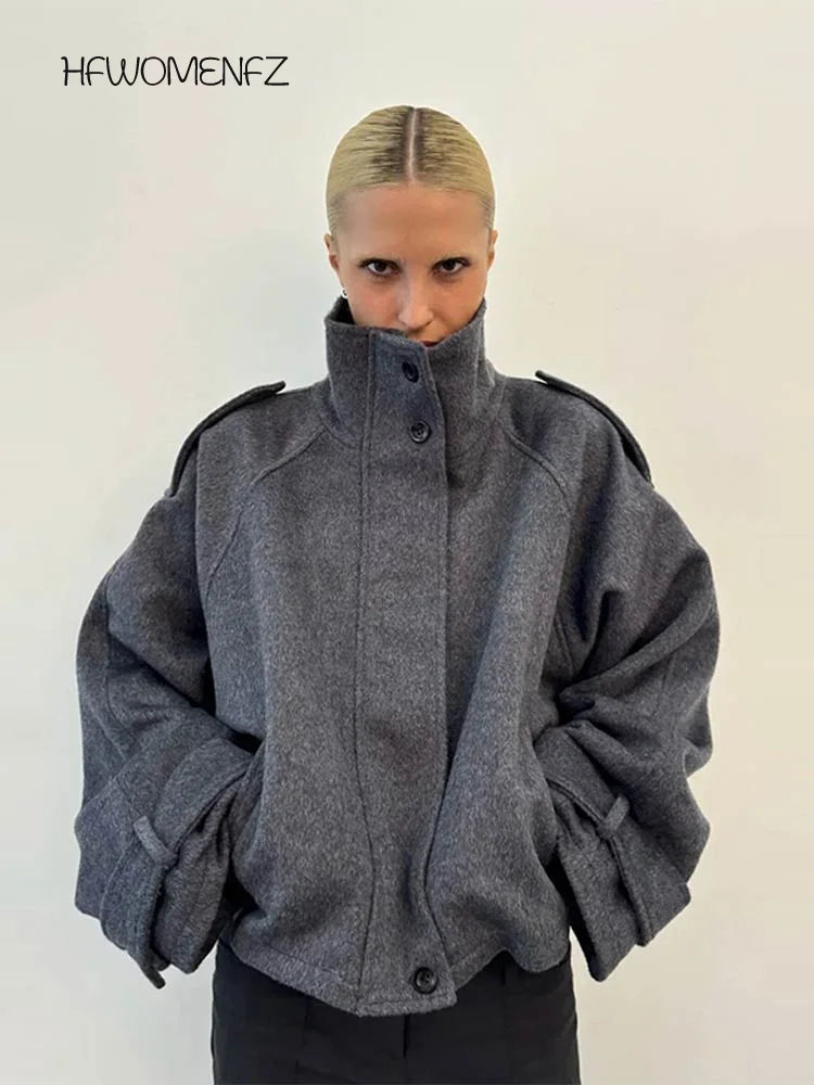 Women’s Stand Collar Short Jacket – Chic & Modern Autumn Style